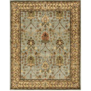 Blue Hand-Tufted Wool Traditional Morris Rug, 4' x 6'